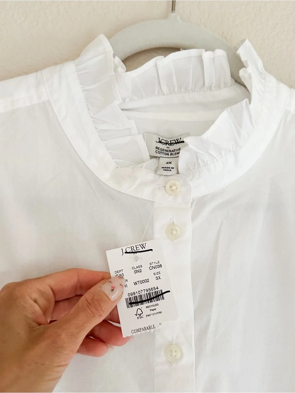 J. Crew Ruffle Button-Up Top 3X